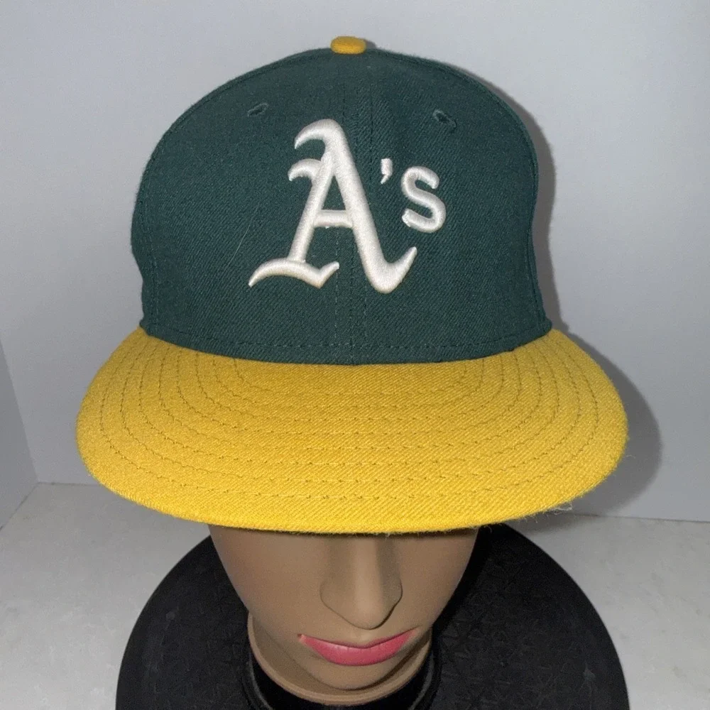 New Era 59FIFTY Oakland Athletics MLB Fitted 7 1/4  Cap Hat Green/Yellow nwot